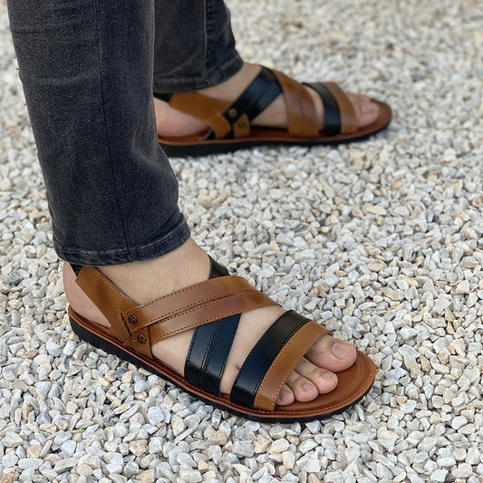 Hand Stitched Cross Fit Leather Sandal
