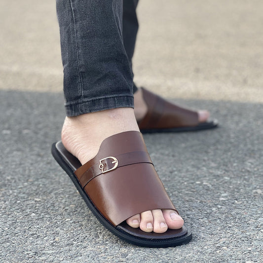 Hand Stitched Leather Brown Chappal