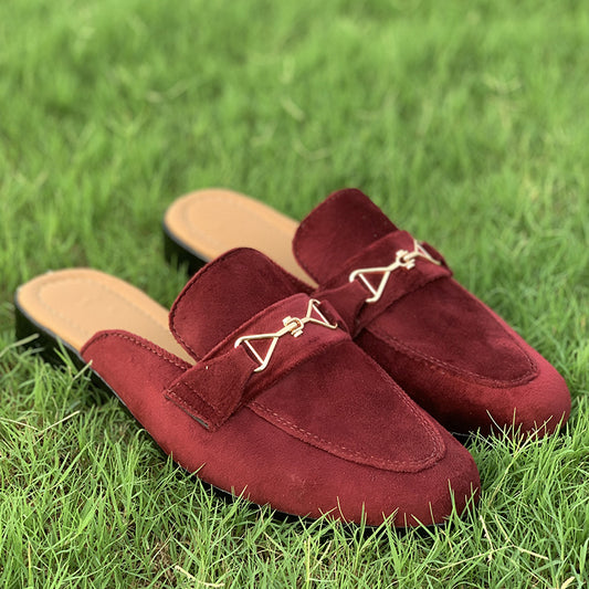 Hand Stitched Maroon Suede Mule