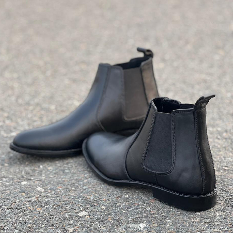 Black Leather Chelsea Boots YL-101 - yehloo.com.pk