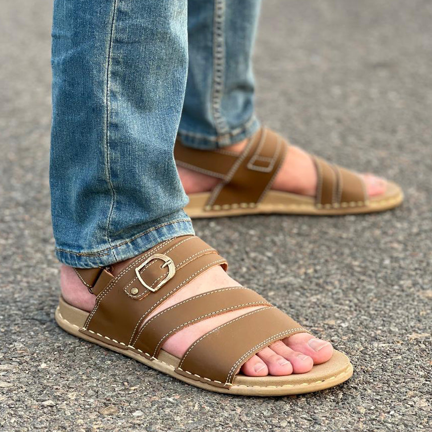 The Brown Cross buckle Sandal - yehloo.com.pk