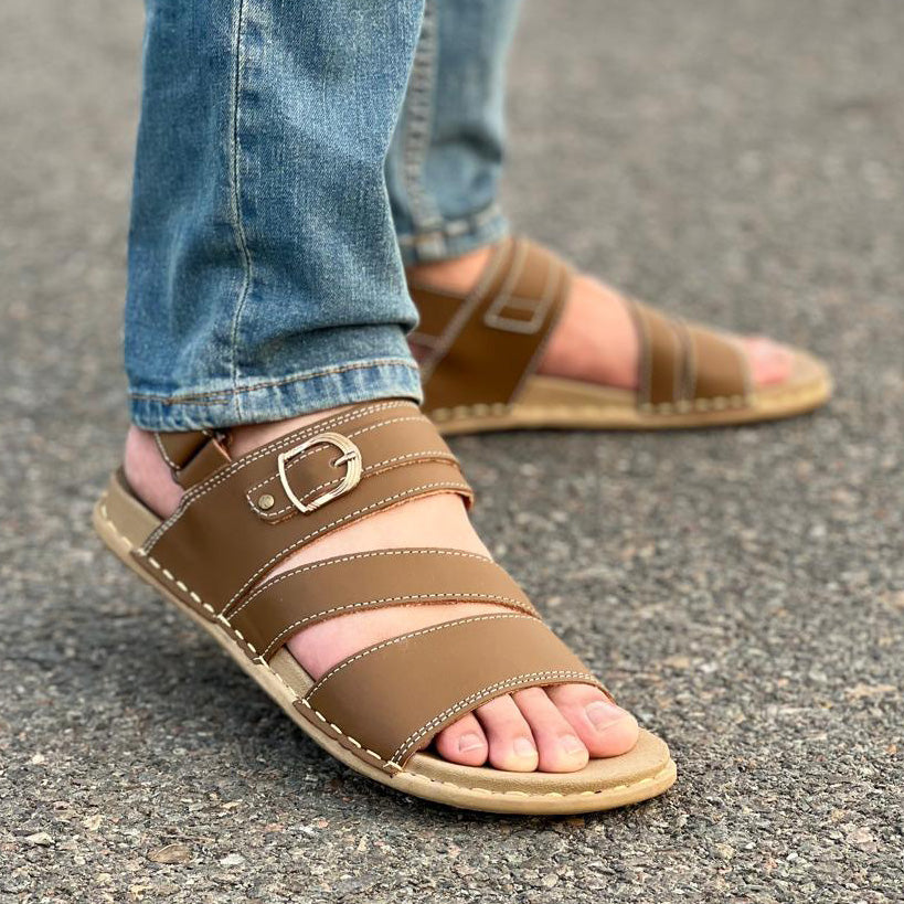 The Brown Cross buckle Sandal - yehloo.com.pk