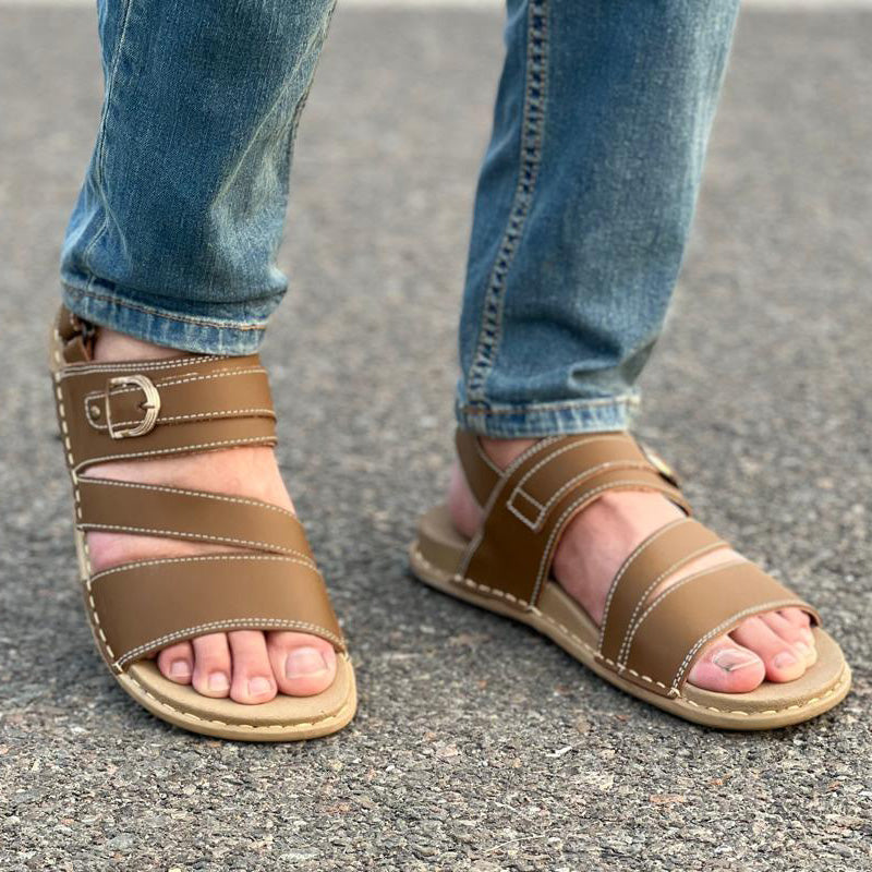 The Brown Cross buckle Sandal - yehloo.com.pk