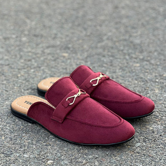 Hand Stitched Maroon Suede Mule