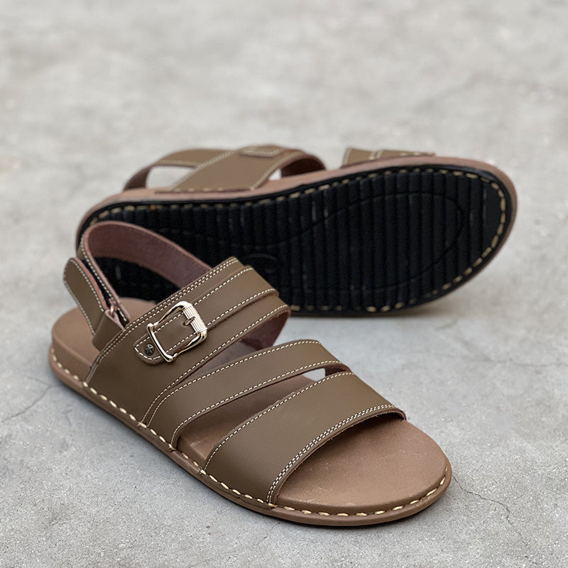 The Brown Cross buckle Sandal - yehloo.com.pk