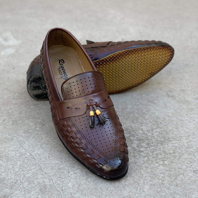 Handmade Enzo Brown Woven Shoes – yehloo.com.pk