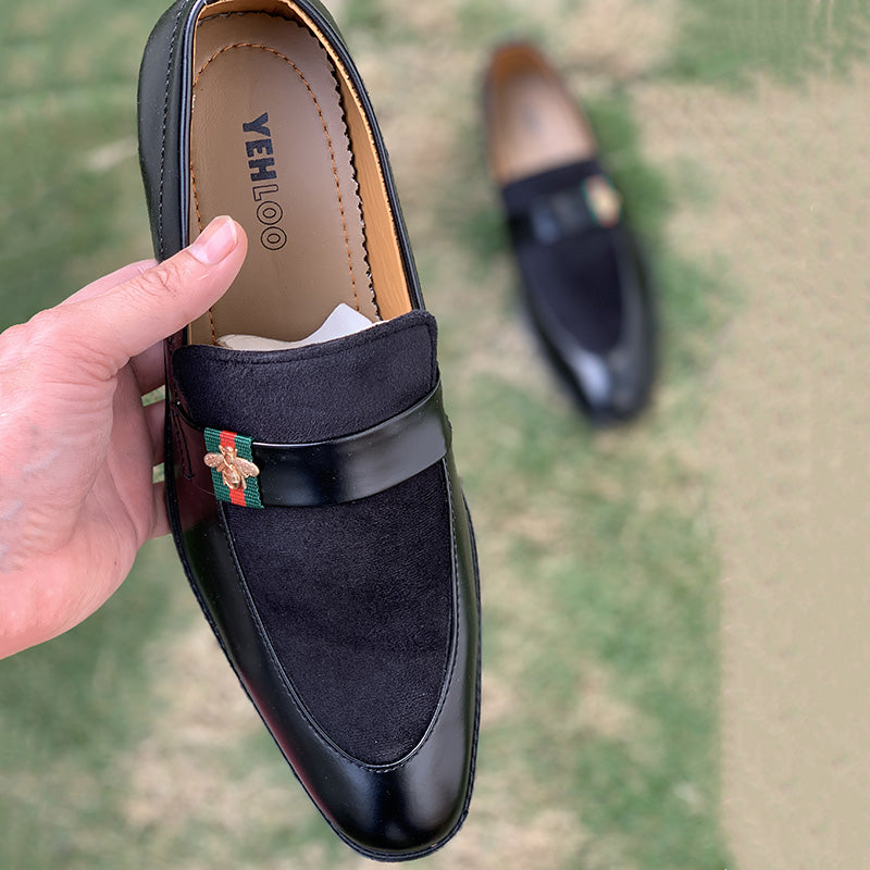 5002-Black Suede Cow Leather Formal Loafer Style – DeVogue
